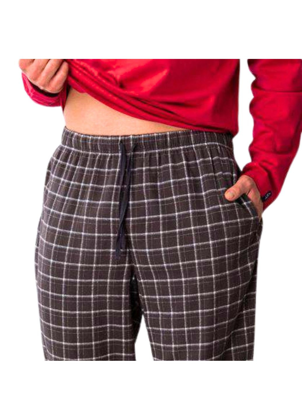 Піжама чоловіча MNS 432 B21 кофта + штани червона домашня (С) Key (305574289)