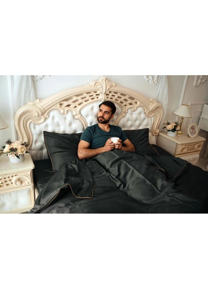 Постельное белье Сатин Premium Corner Iron grey 143х210 полуторный (2200001484313) Mirson (280436036)