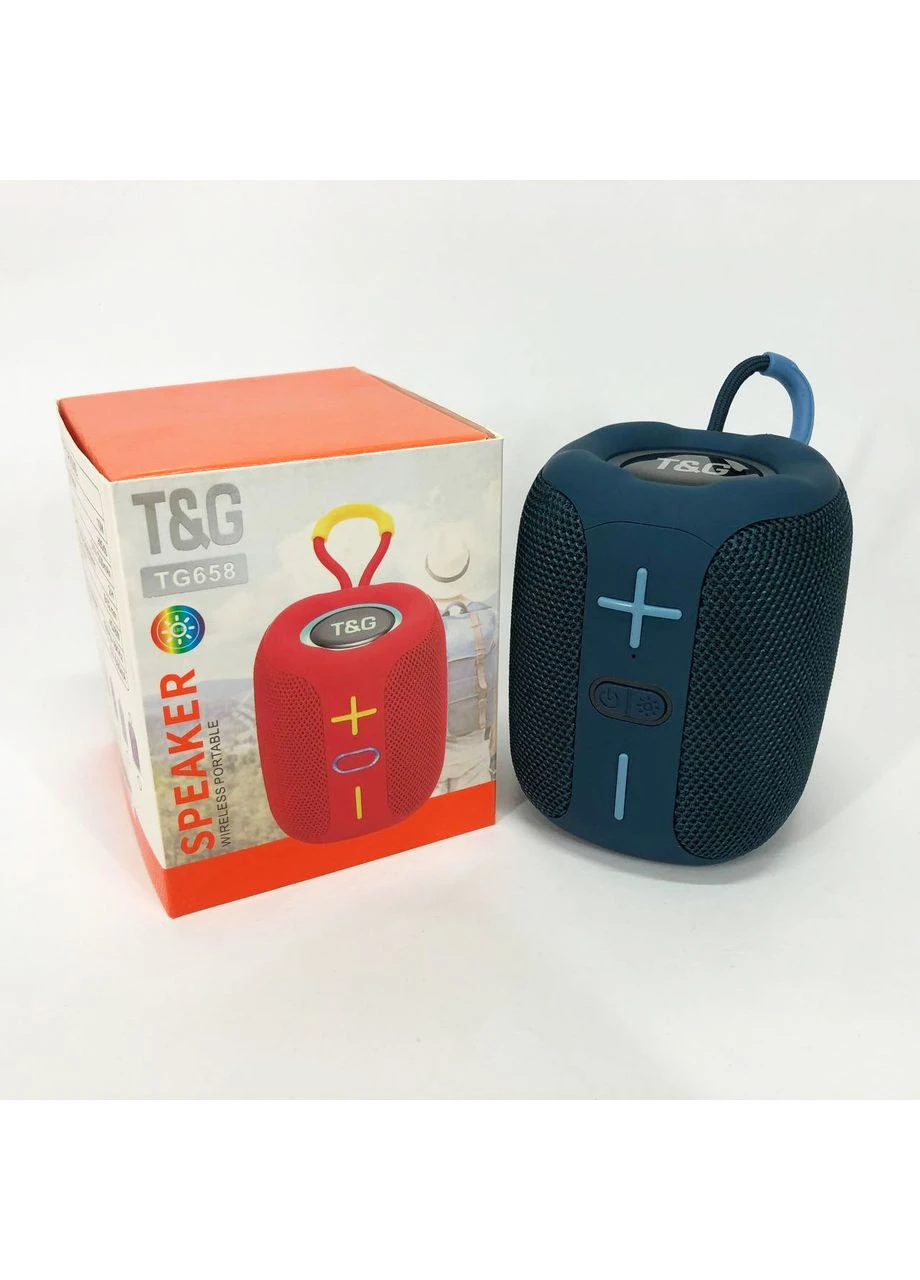 Портативная Bluetooth колонка TG658 8W с RGB подсветкой, аккумуляторная переносная колонка. Цвет: синий No Brand (386241871)