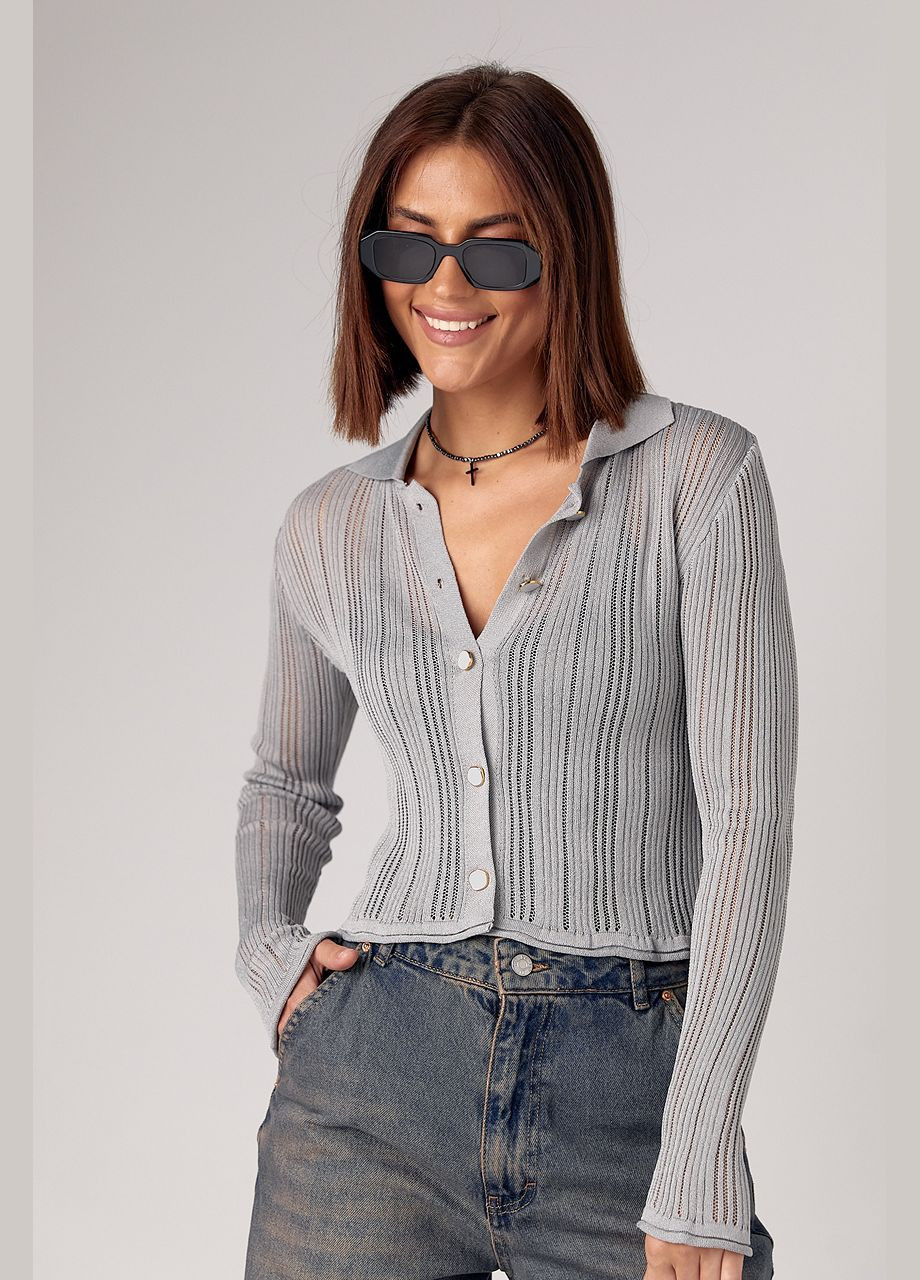 Ажурний кардиган на ґудзиках із коміром Lurex (297327565)