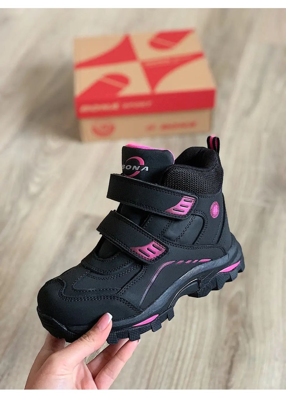 Черные спортивные, повседневные зимние зимние кроссовки Bona
