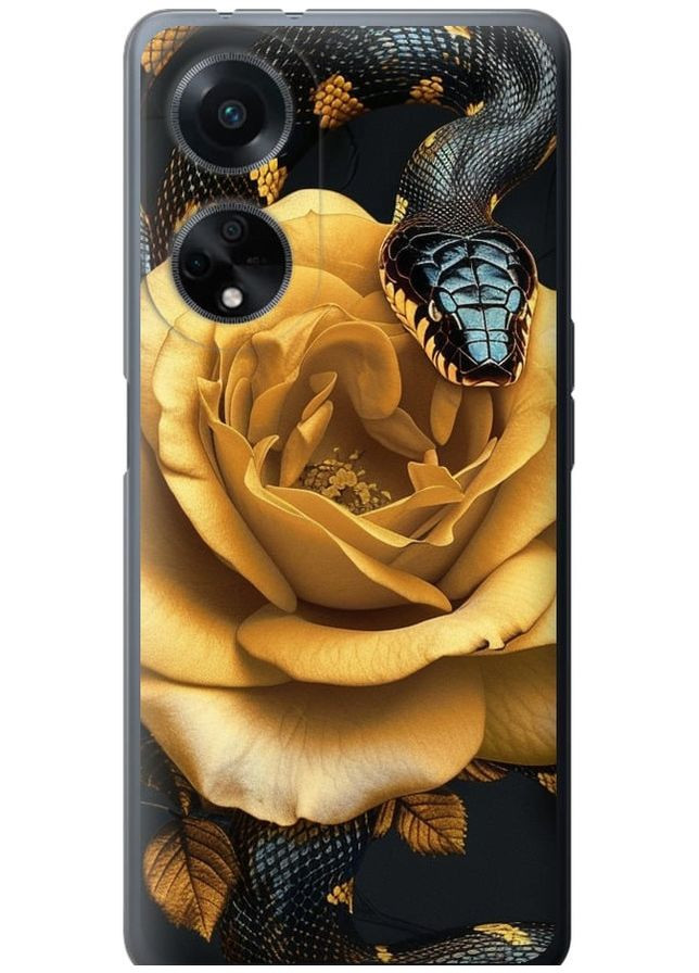 Силиконовый чехол 'Black snake and golden rose' для Endorphone Oppo A98 (286771516)