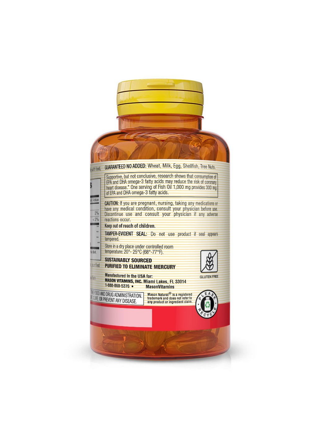 Жирні кислоти Fish Oil 1000 mg Omega 300 mg, 120 капсул Mason Natural (293480537)