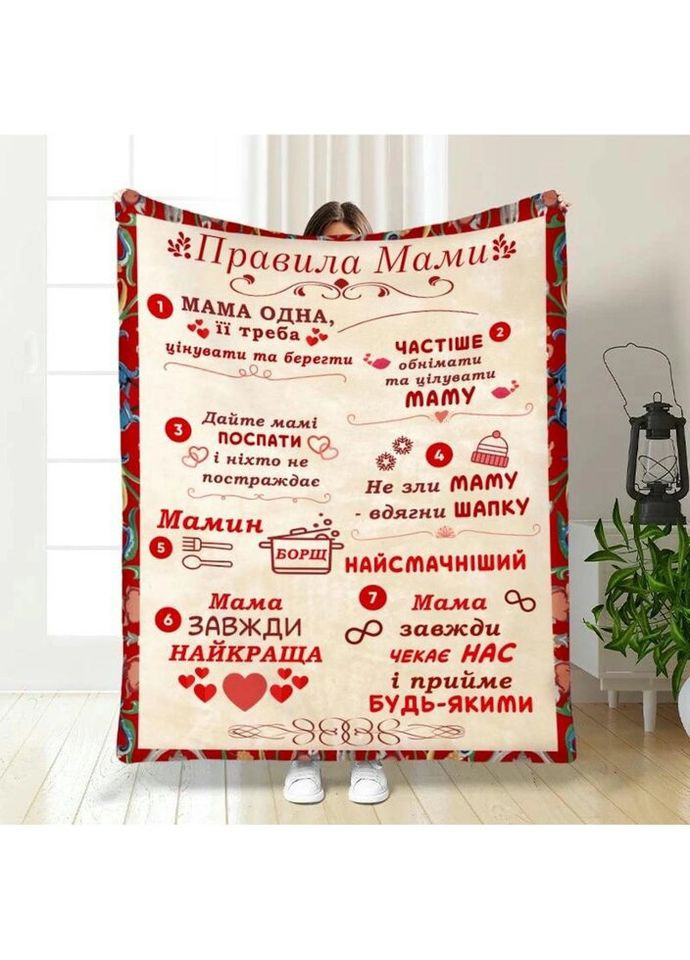 Плед 3D с пожеланиями для мамы Правила мамы 3850_A 16628 160х200 см FlexDress (317734386)