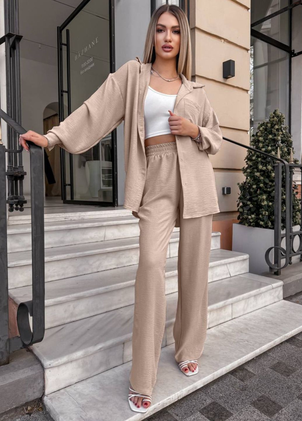 Базовий повсякденний вільний костюм двійка: сорочка + штани Україна (328392191)