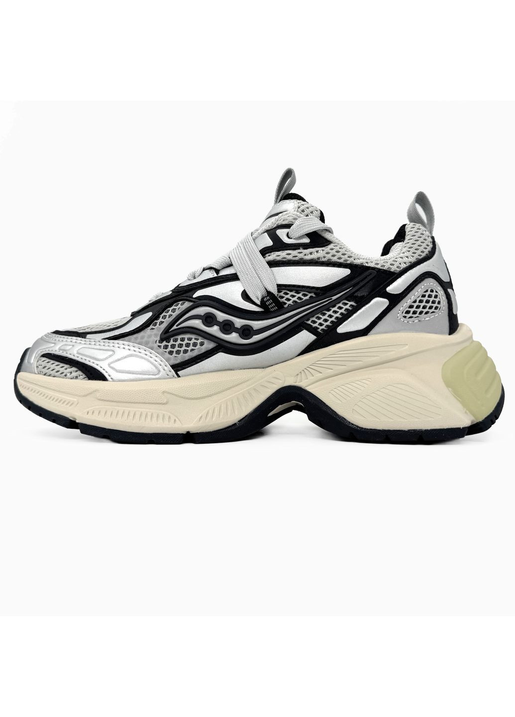 Срібні Осінні кросівки чоловічі і жіночі Saucony 2k Cavalry Silver Black | Сауконі 2К Кавалрі