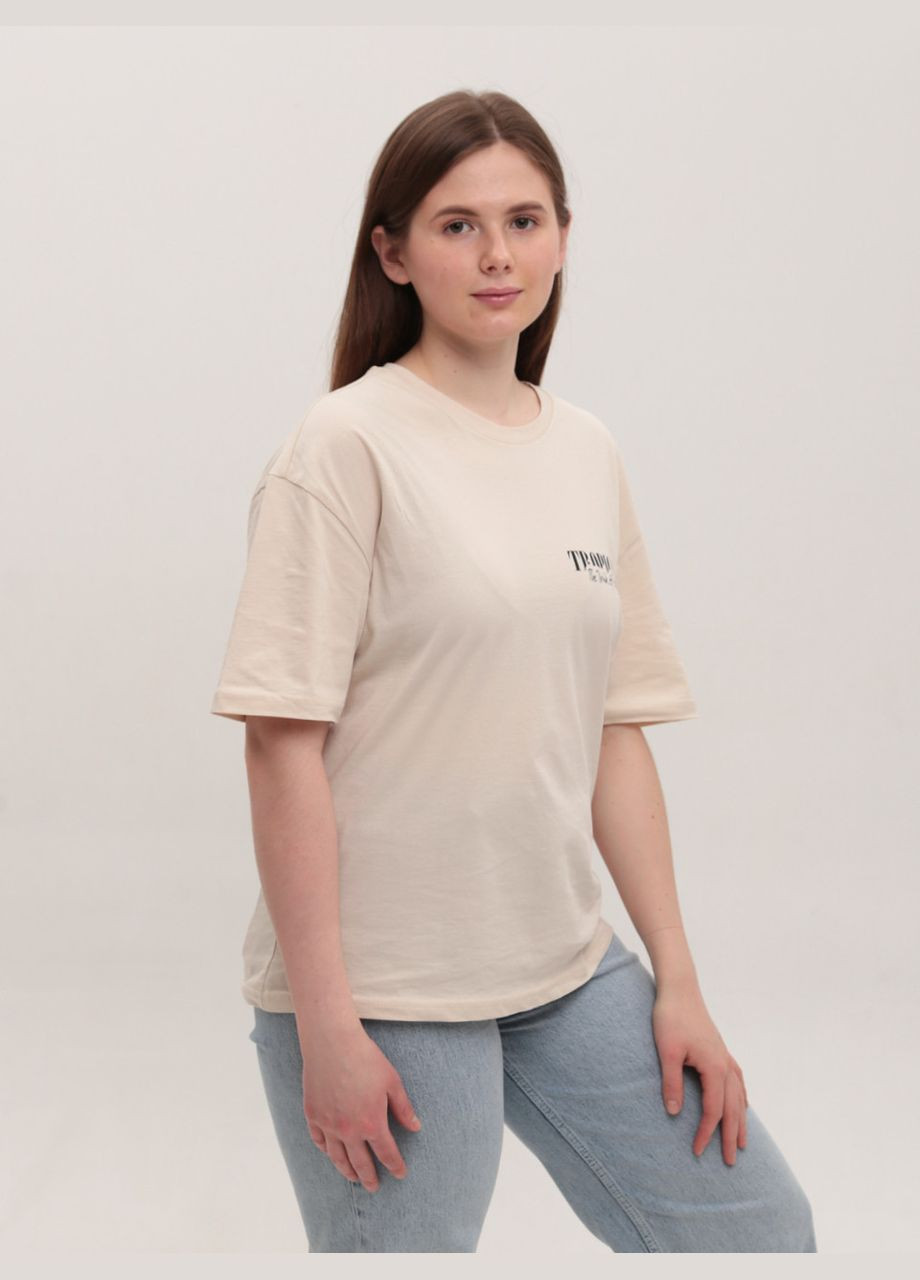 Футболка жіноча світло-бежева з принтом Whitney Вільна - (328000585)