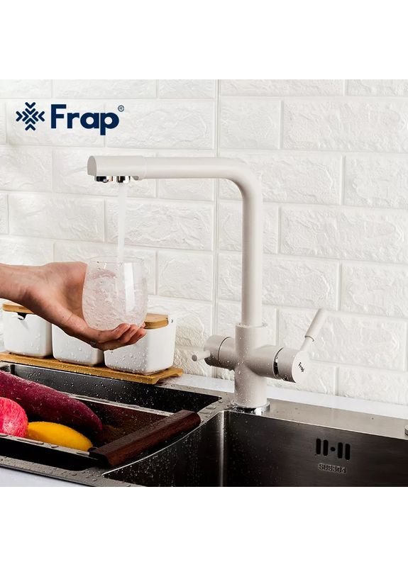 Змішувач для кухні F4352-24 на дві води, білий Frap (371644807)