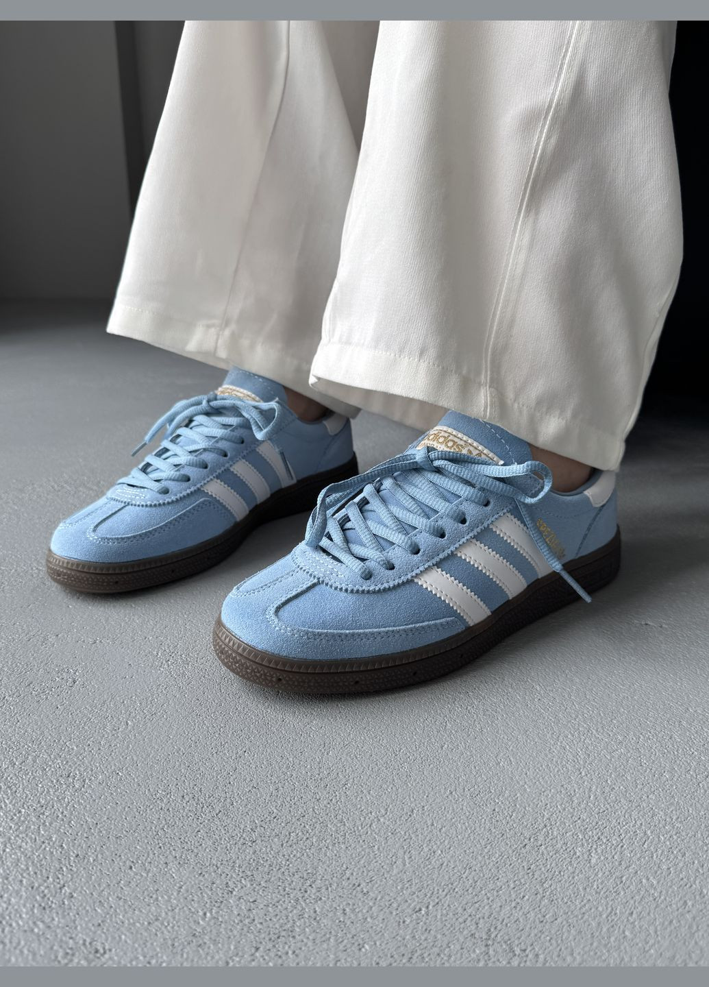 Блакитні Осінні кросівки чоловічі і жіночі adidas spezial handball blue white | адідас спеціал блакитні No Brand