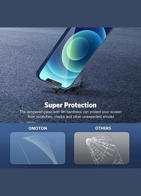 Комплект защитного стекла для iPhone 12 6.1 дюйма устройством для установки рамки OMOTON (302020107)