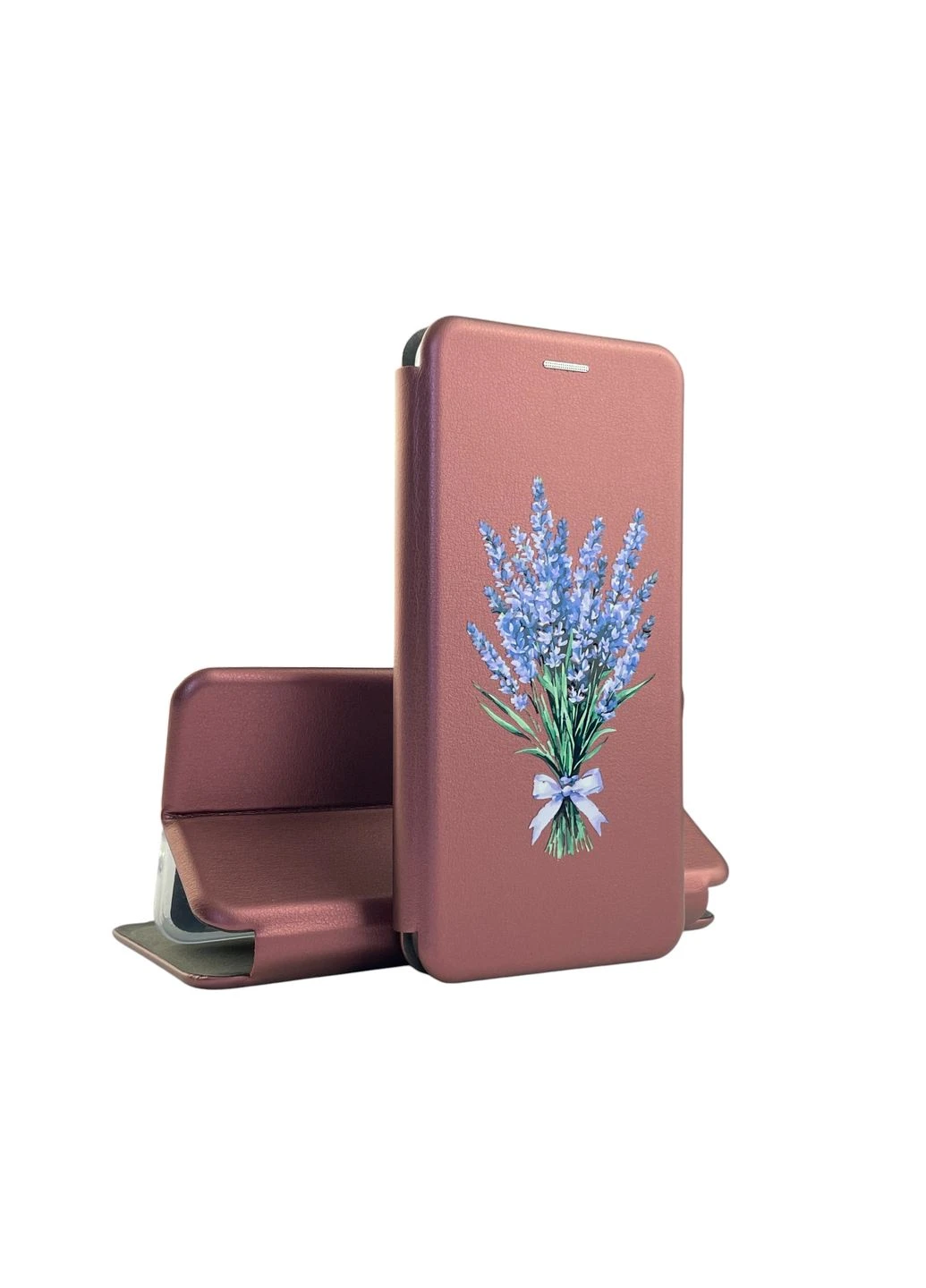 Чохол-книжка з 3D принтом лаванди для телефона Galaxy A12 (SM-A127F) з екошкіри із підставкою та магнітом бордова gd2 Samsung (366227826)