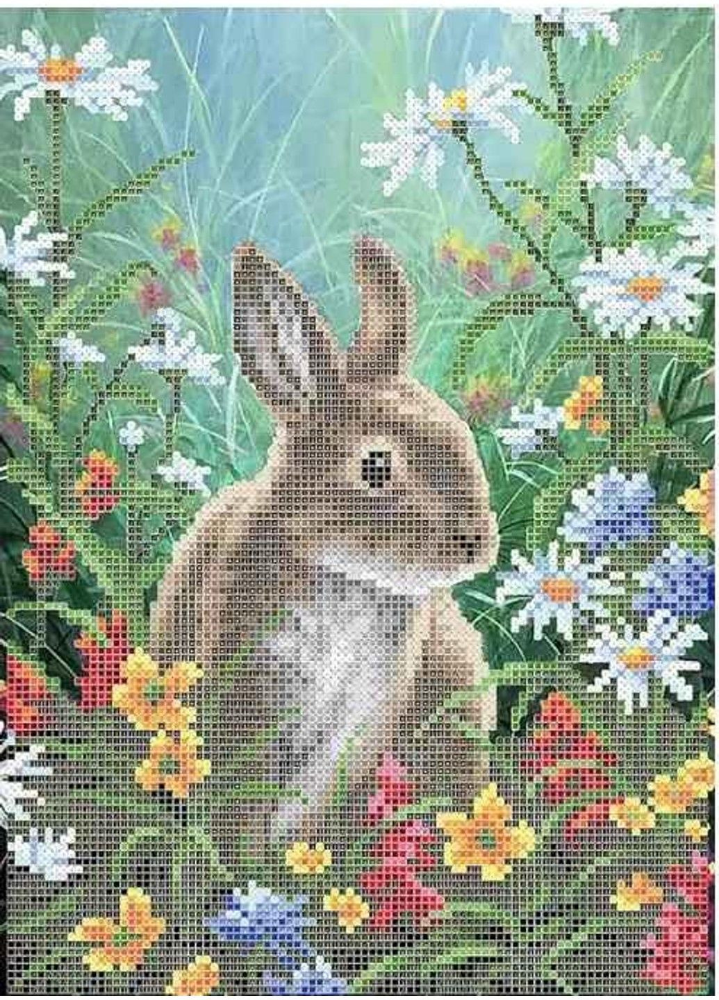 Схема для вишивання бісером Кролик у квітах часткова вишивка заготовка 20,5 х 29 см No Brand (333165908)