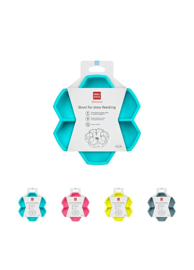 Миска для повільного харчування WAUDOG Silicone 450 мл силіконова 16,6x16,6 см блакитна ProDobro (398479503)