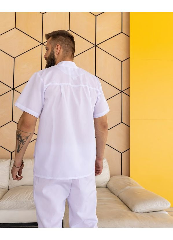 Білий демісезонний костюм медичний чоловічий титан стрейч-котон короткий рукав No Brand