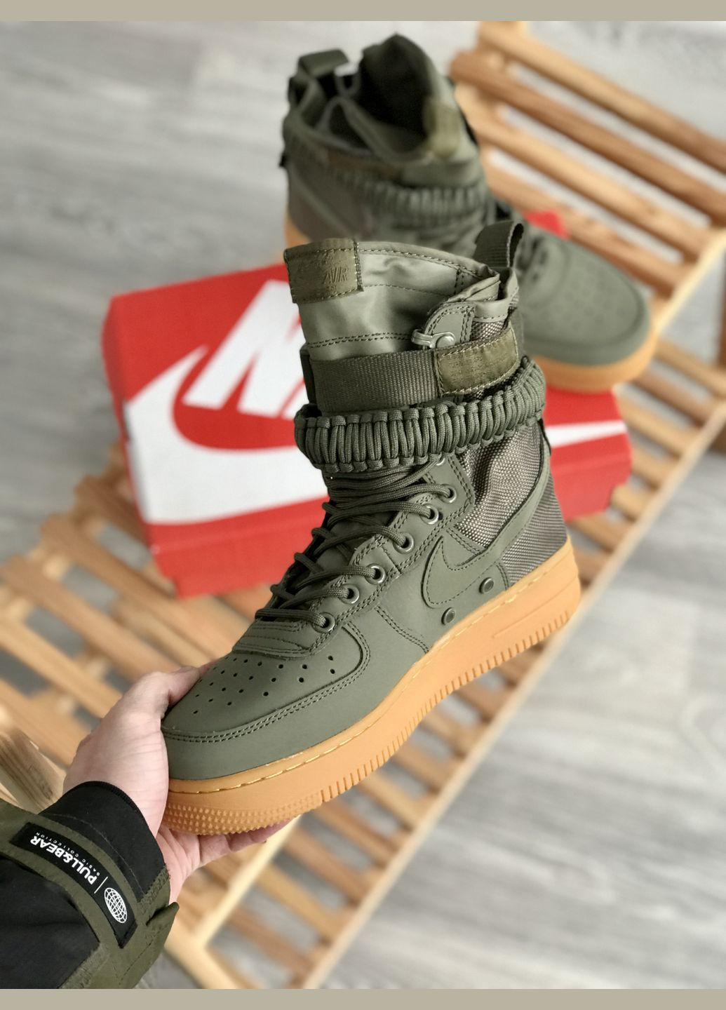 Оливковые (хаки) всесезонные кроссовки мужские nike air force 1 sf khaki | найк аир форс 1 сф хаки No Brand