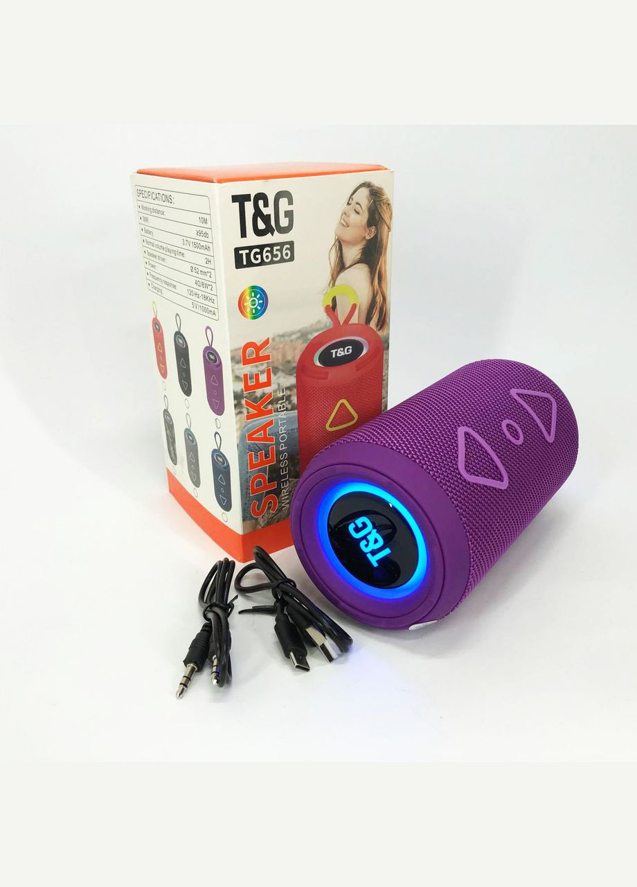 Bluetooth колонка портативная TG656 FM-радио, мощная переносная акустическая колонка. Цвет: лиловый No Brand (359474639)