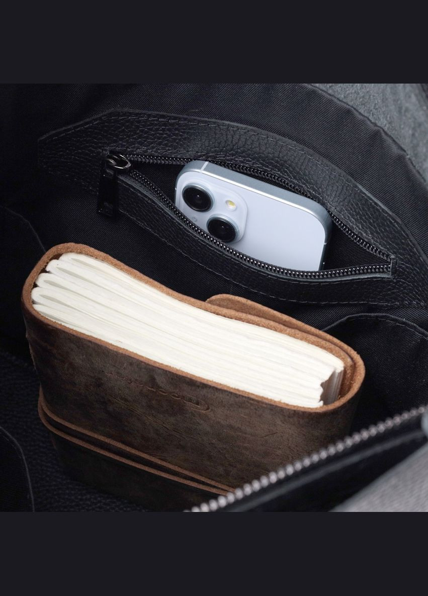 Удобная сумка-шоппер из натуральной кожи 22845 Черная Shvigel (305768390)