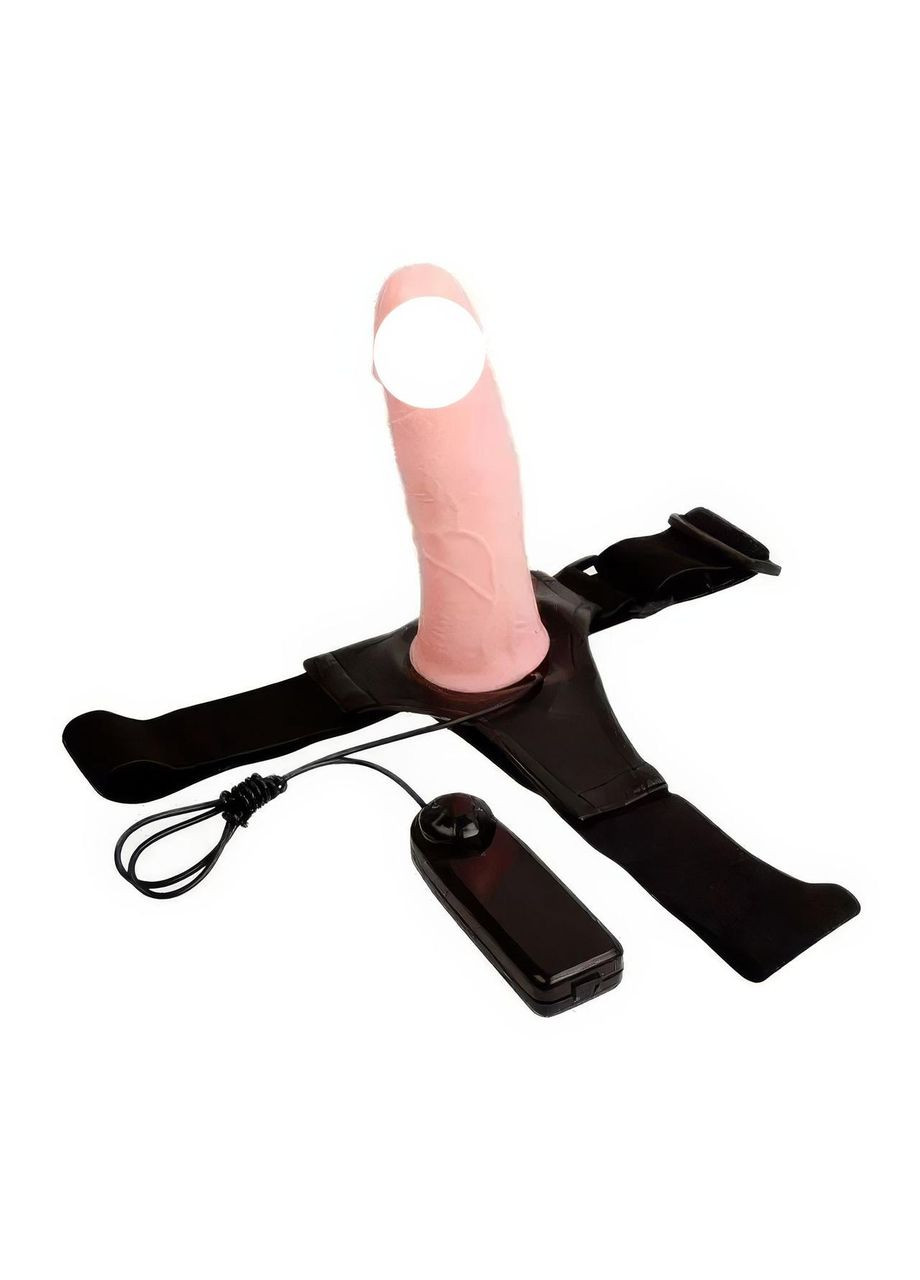 Страпон с вибрацией полый 19 см Бежевый K000099 No Brand (366888014)