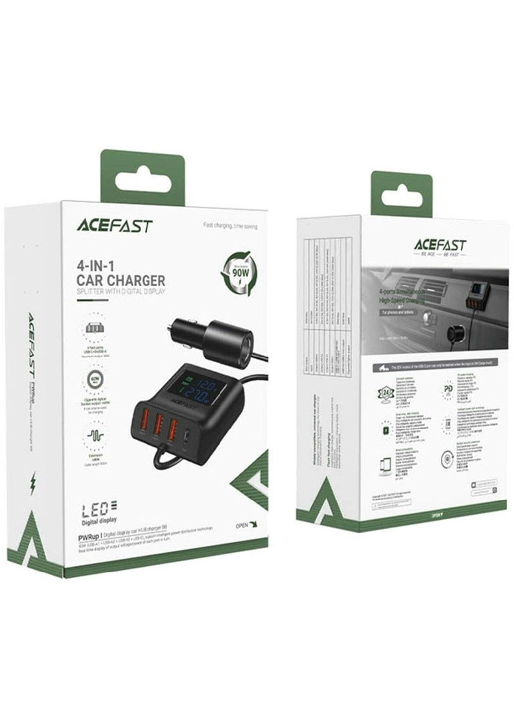 АЗУ B8 digital display car HUB charger Acefast (294723520)