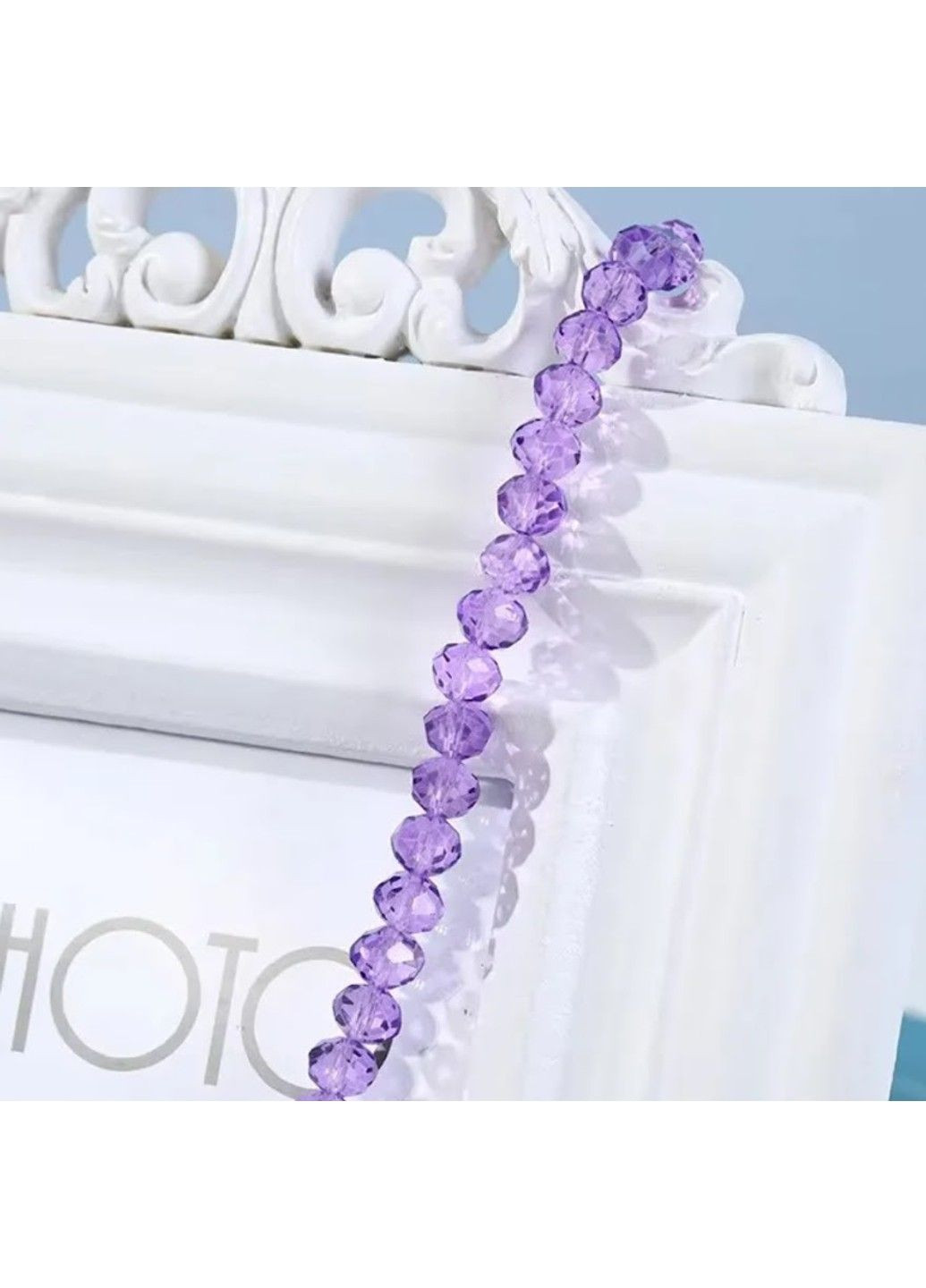 Бусина Рондель 4*3 мм, колір бузковий 1-нитка ≈125-135 шт No Brand (303138617)