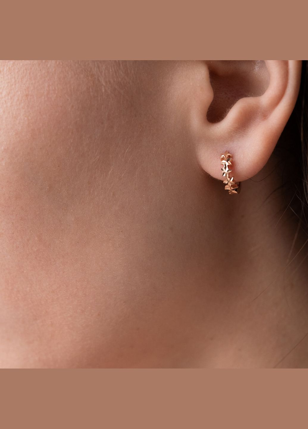 Золоті сережки - кільця Зірочки с07793 Oniks (264025313)