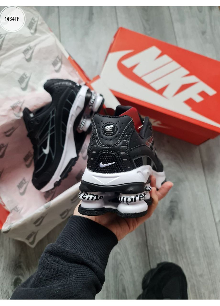 Черные демисезонные кроссовки мужские nike shox ride2 supreme black / white найк шокс No Brand