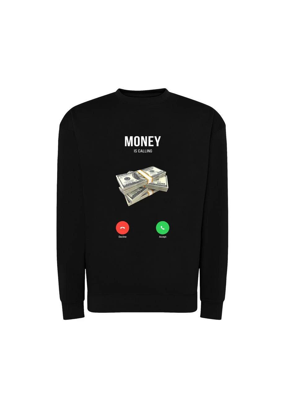Черный свитшот с принтом "money is calling" (10011402853) ТiШОТКА (365436192)