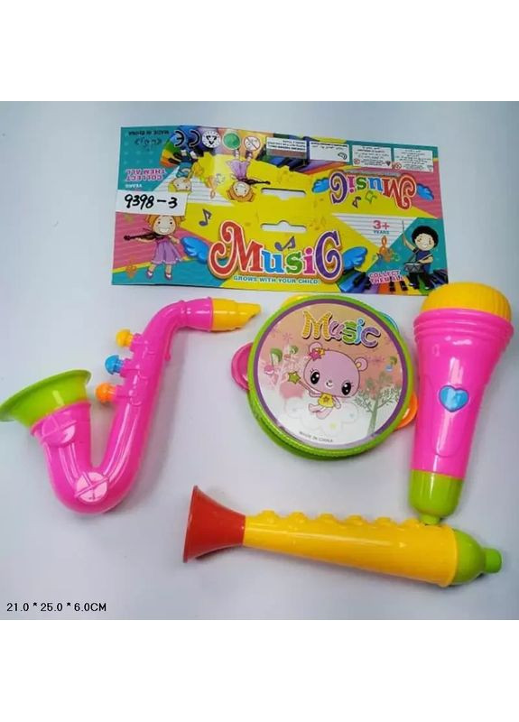 Іграшка музичні інструменти саксофон мікрофон бубон 9398-3, пакет 25*21*6см No Brand (362433095)