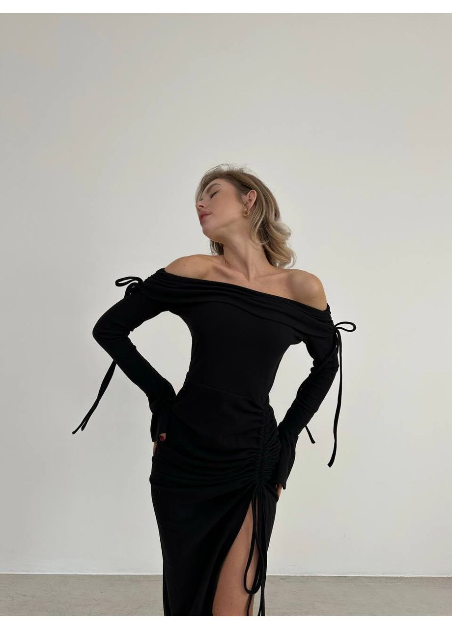 Чорна ділова, кежуал сукня No Brand однотонна