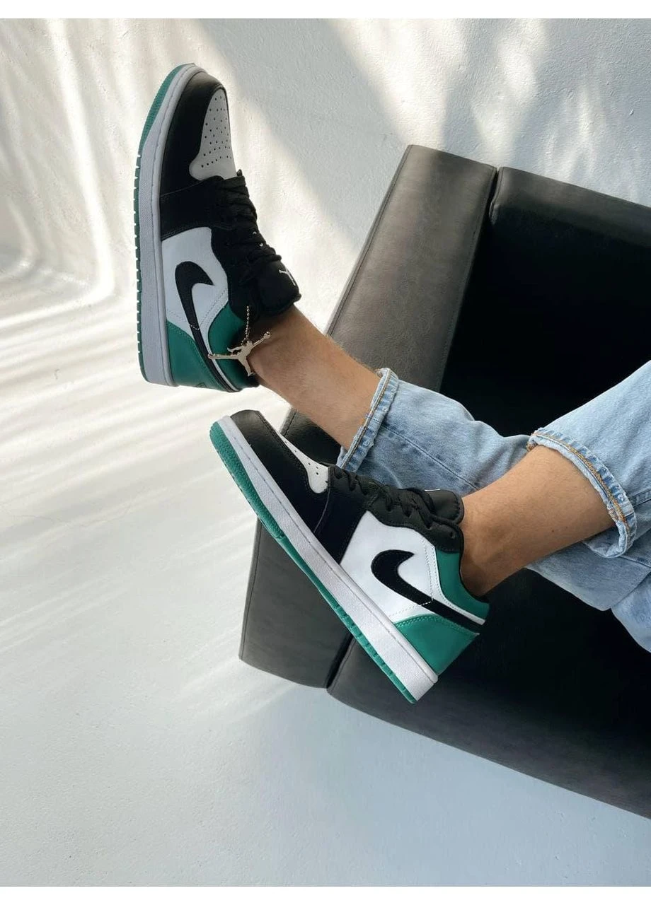 Білі літні кросівки nike air jordan retro 1 low green white black найк аір джордан No Brand