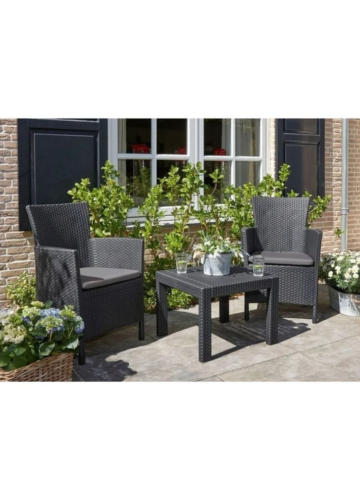Комплект садових меблів Rosario balcony set 2 крісла + 1 стіл графіт 216777 Keter (317301833)