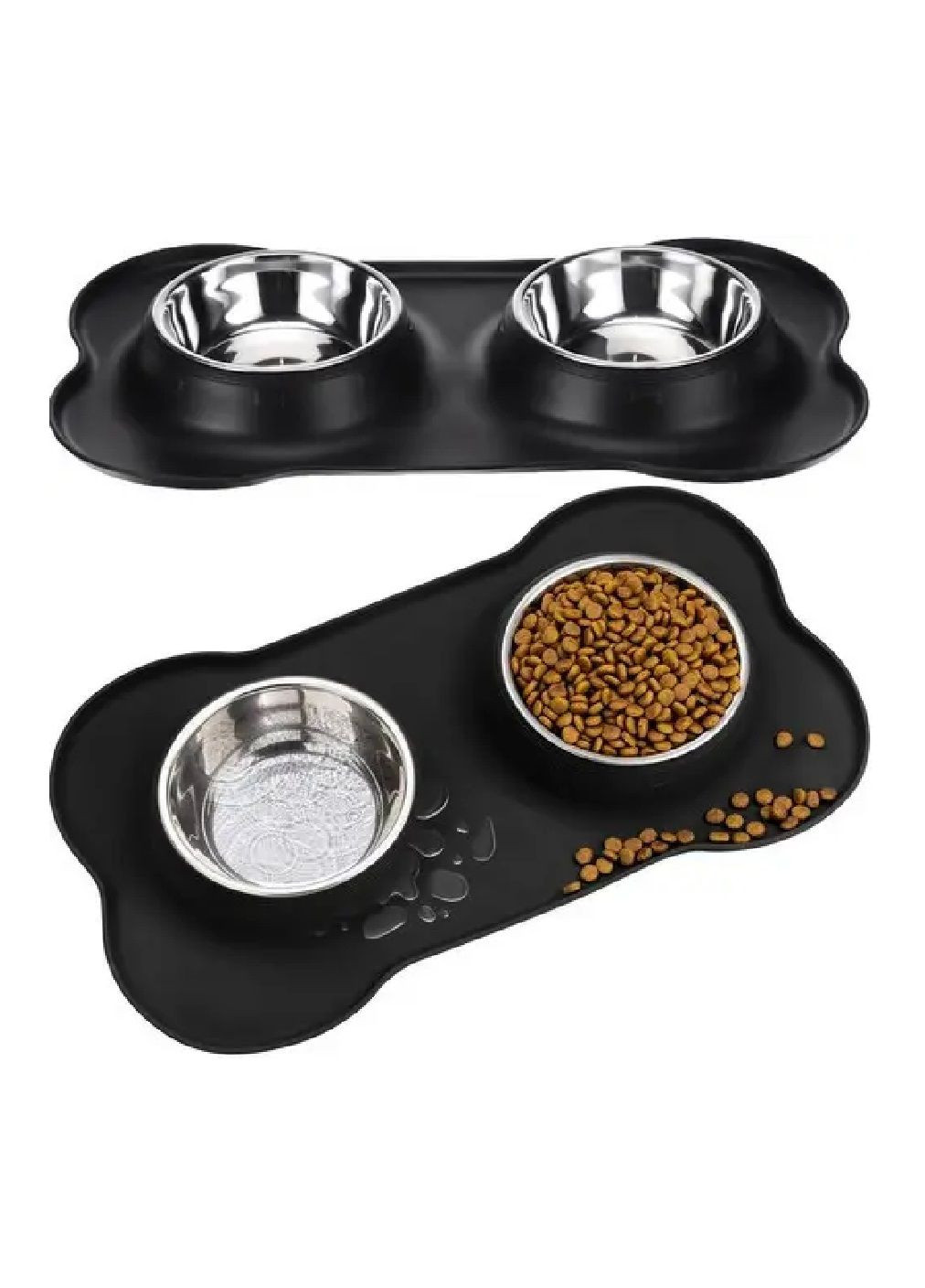 Набір комплект мисок посуду тарілок на силіконовій основі для тварин котів собак 450 мл 46х25х4,5 см (476592-Prob) Unbranded (285696184)