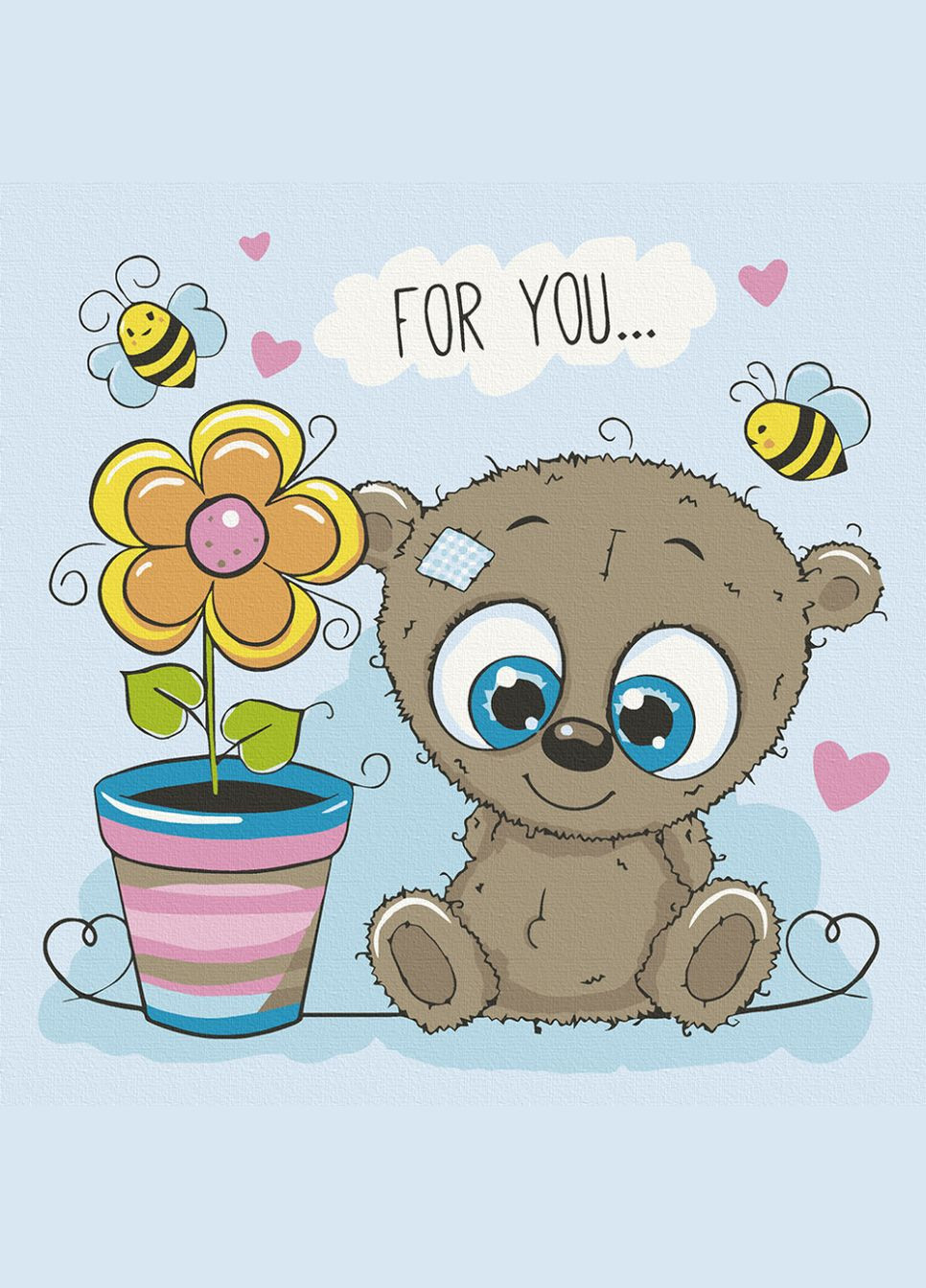 Картина за номерами. "Ведмедик з квіточкою" 30 * 30 см 15513-AC Art Craft (367971857)