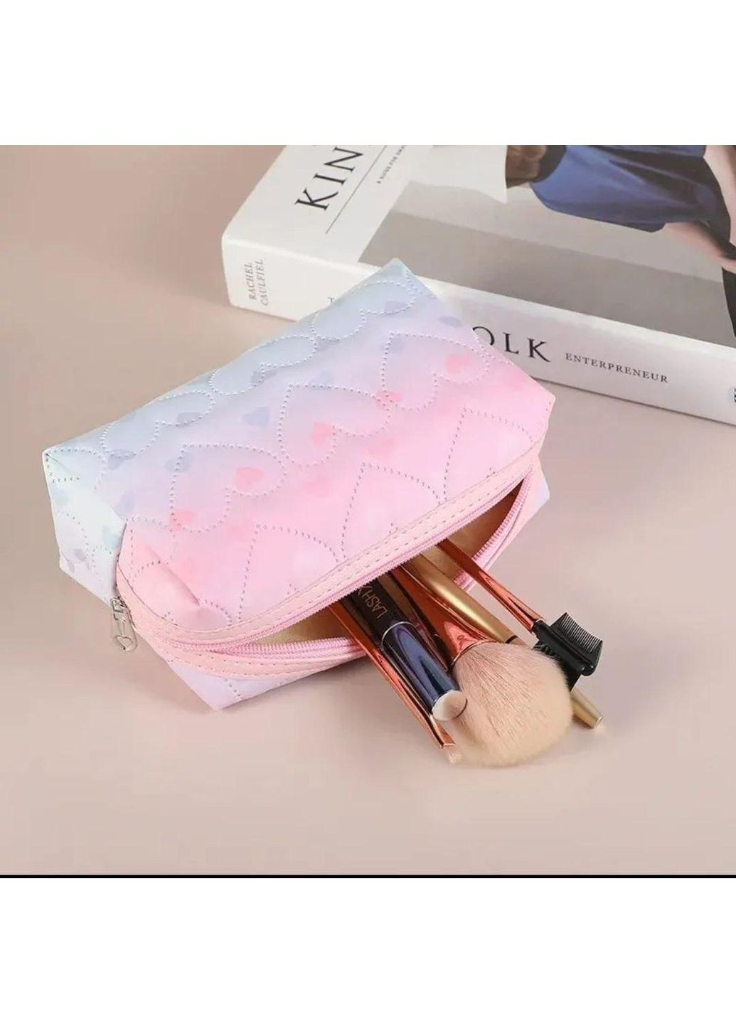Дорожная водонепроницаемая косметичка градиент Розовая No Brand (295012730)