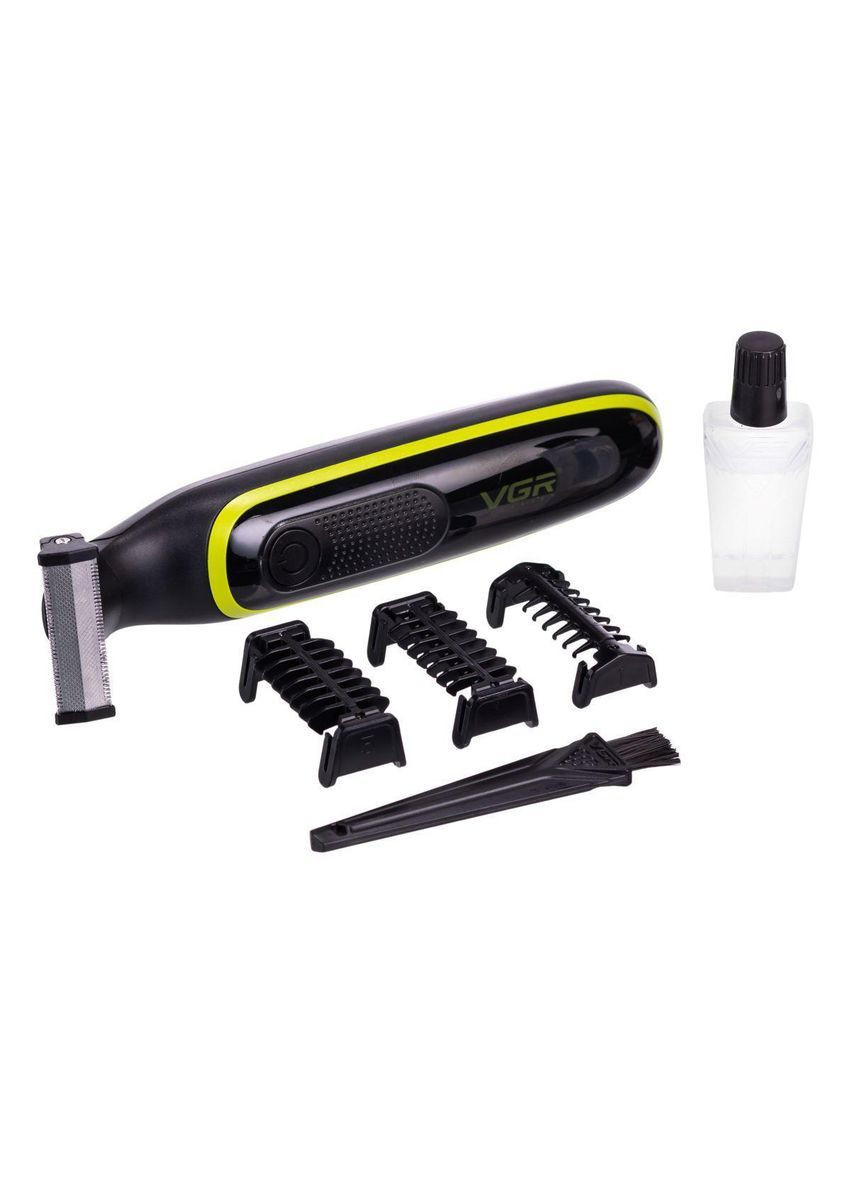 Тример для волосся та бороди з 3 насадками Чорний VGR V-017 No Brand (369478270)