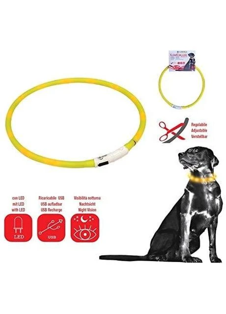 LED ошейник 70 см USB силикон желтый (8023222152564) Croci (322124550)
