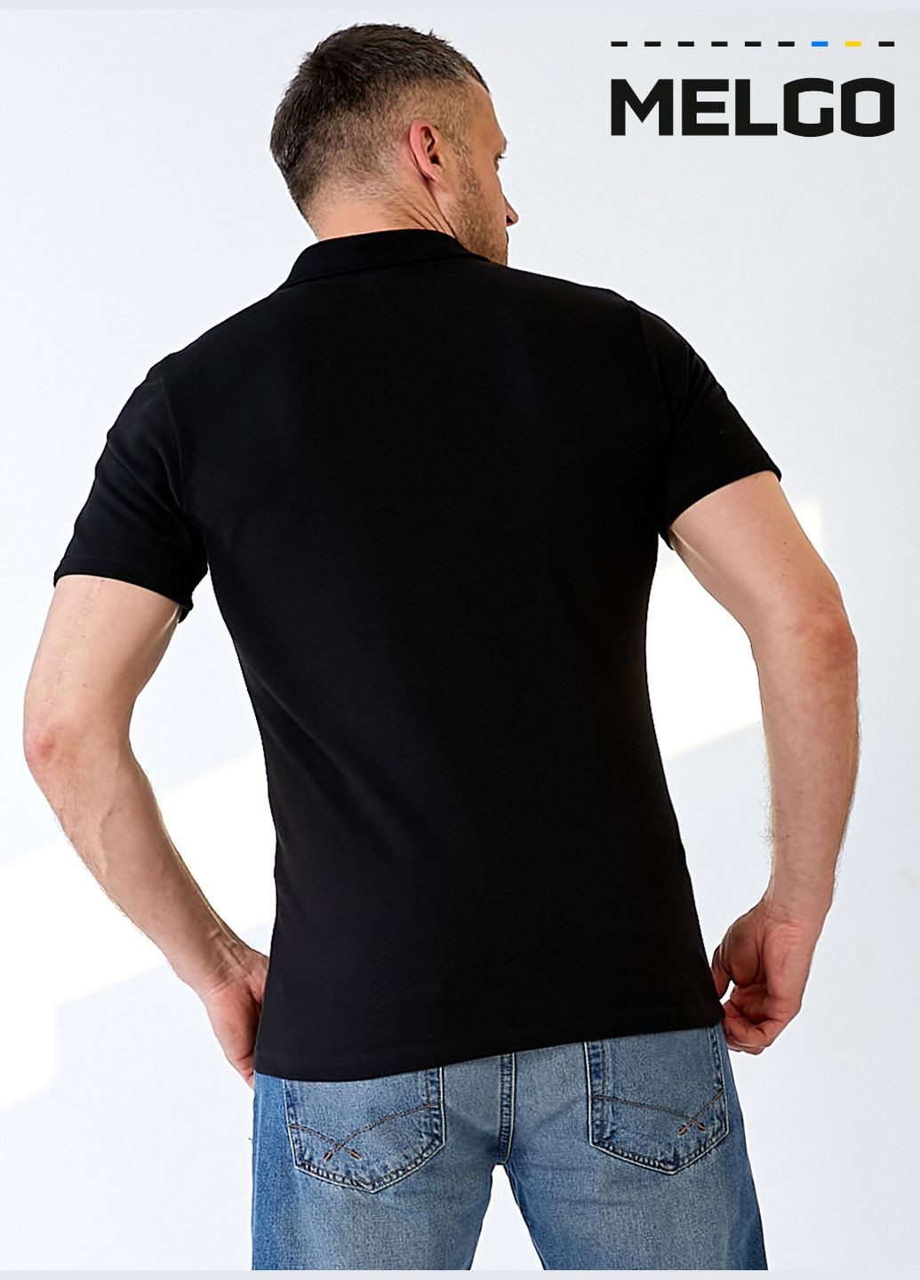 Черная футболка-мужская футболка поло 100 % хлопок для мужчин Melgo однотонная