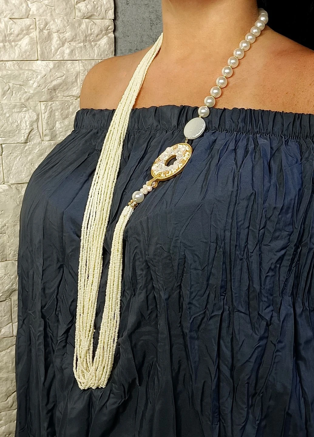 Кольє Charm Chic довге з перлинами та бісером (336803694)
