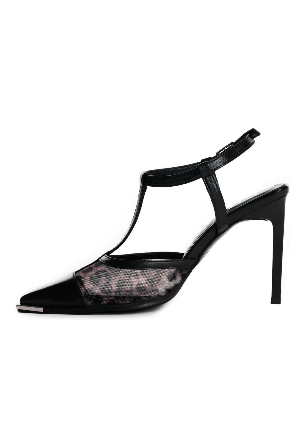 Черные кожаные босоножки 4602 Lottini с ремешком