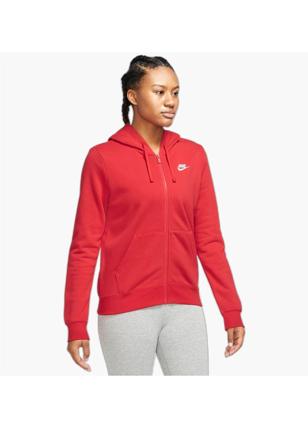 Толстовка жіноча W Nsw Club Flc Fz Hoodie Std Red Nike (365962676)
