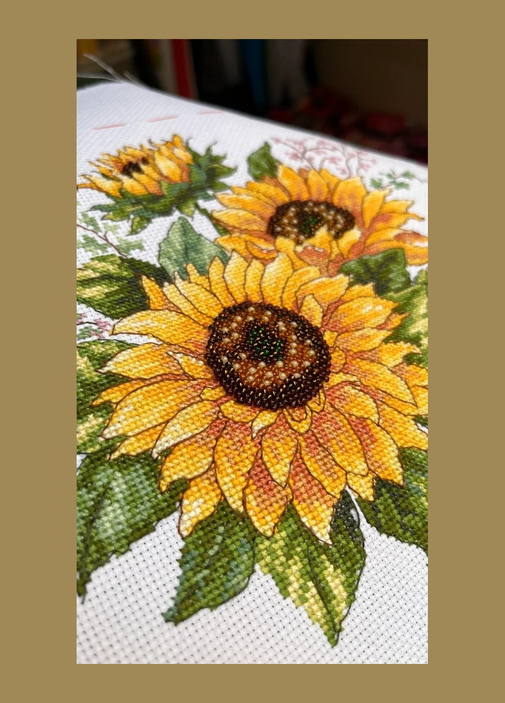 Набір для вишивки муліне ДМС та бісером "Соняхи", 20х20 см No Brand (340484303)