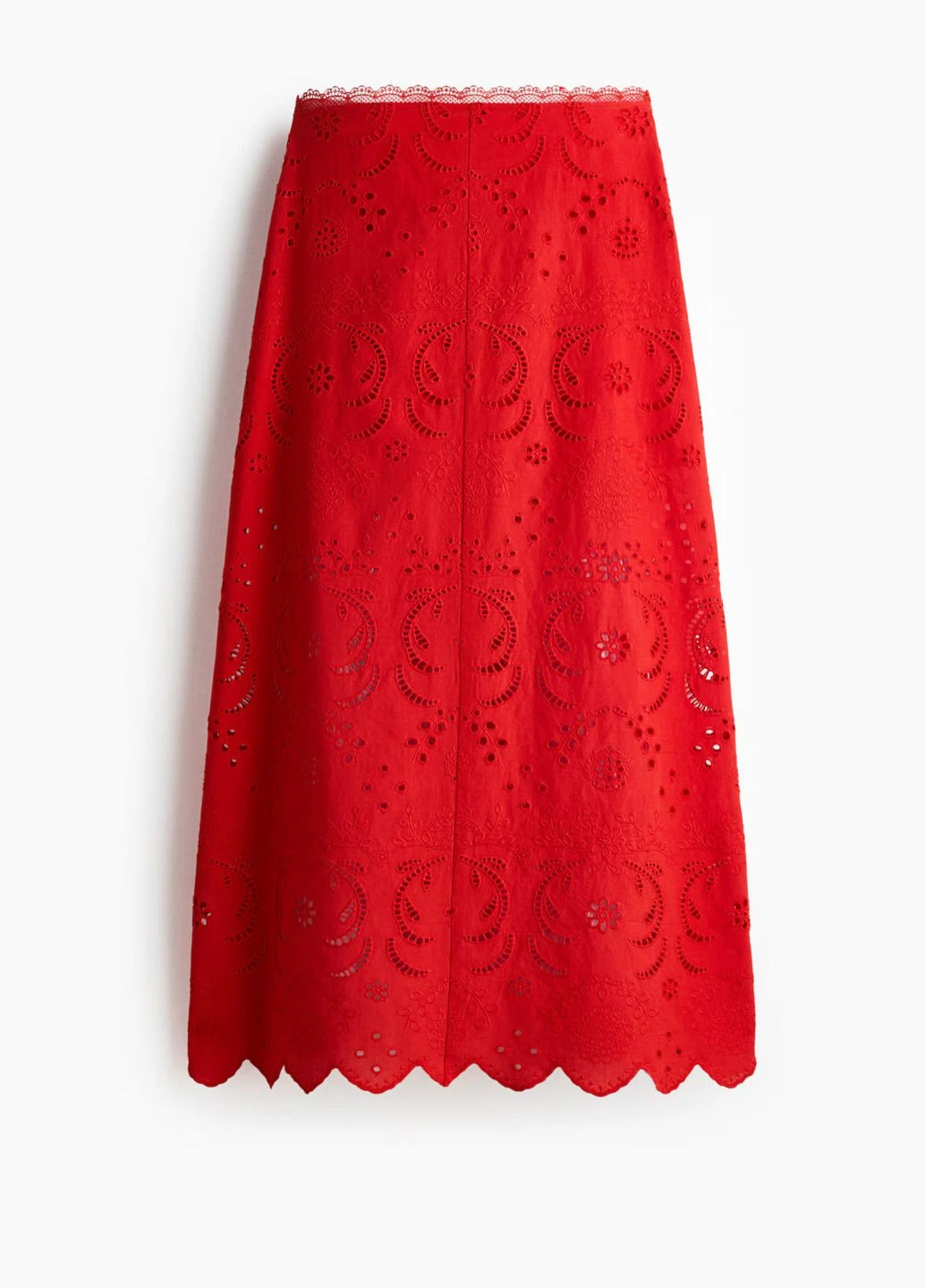 Красная однотонная юбка H&M