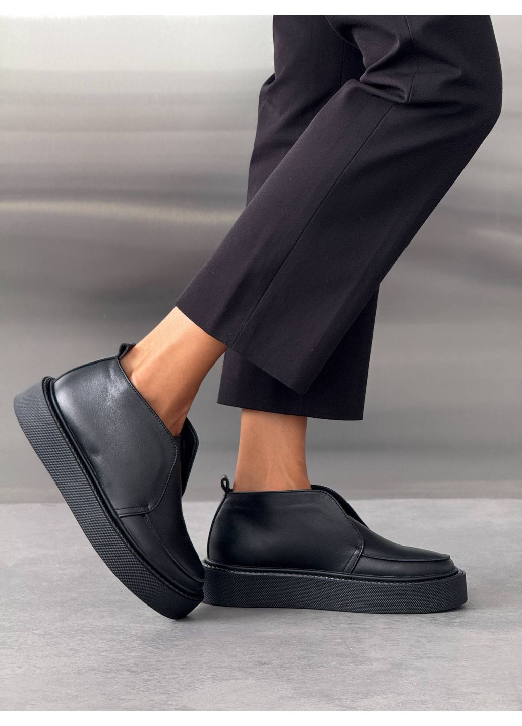 Лофери NikArt з натуральної шкіри, чорні No Brand (353601918)