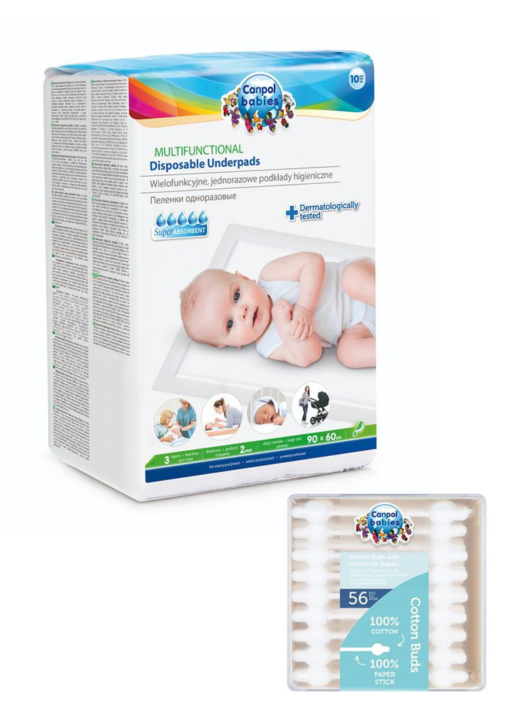 Одноразові пелюшки + гігієнічні палички Canpol Babies (293153694)