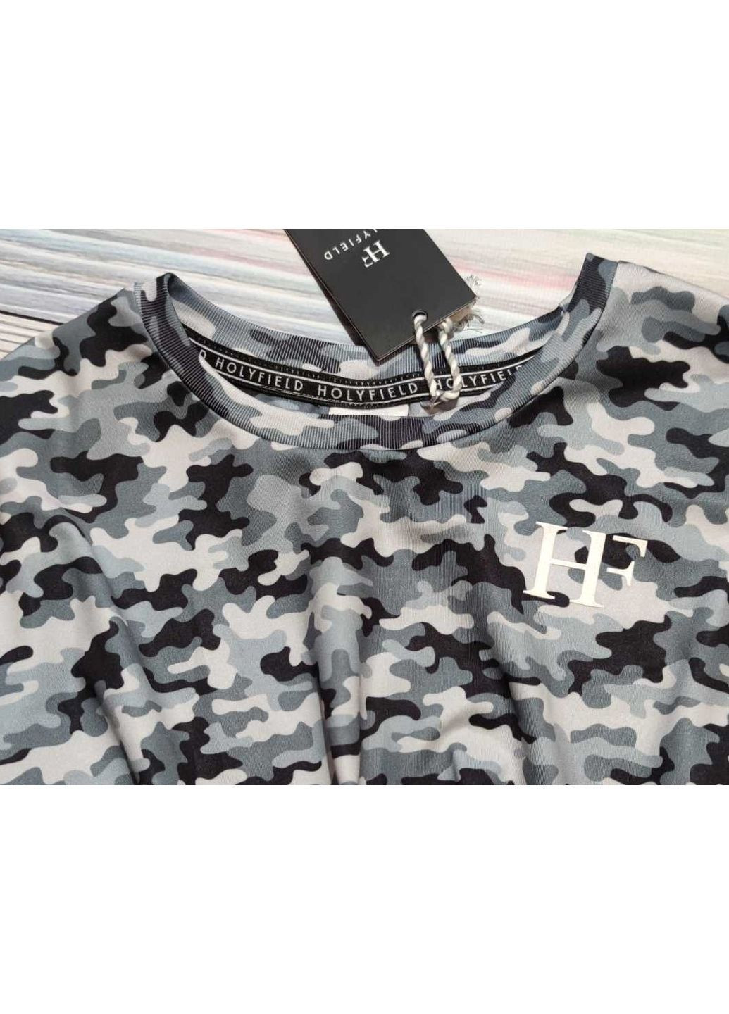 Серый демисезонный спортивный, повседневный лонгслив Holyfield камуфляжный