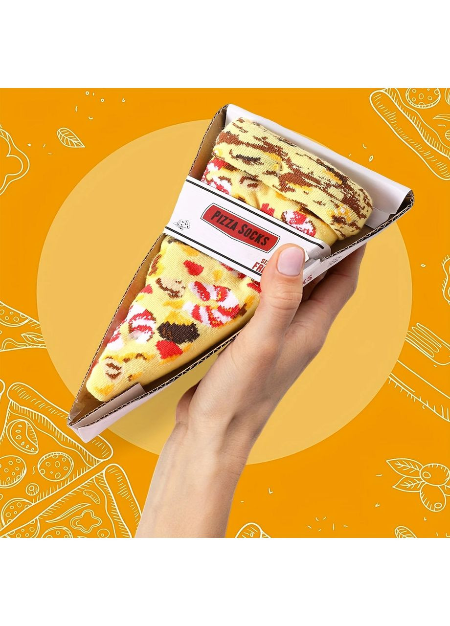 Жовті подарункові шкарпетки "скибка піци", 1 пара, у пакованні, унісекс (363042251)