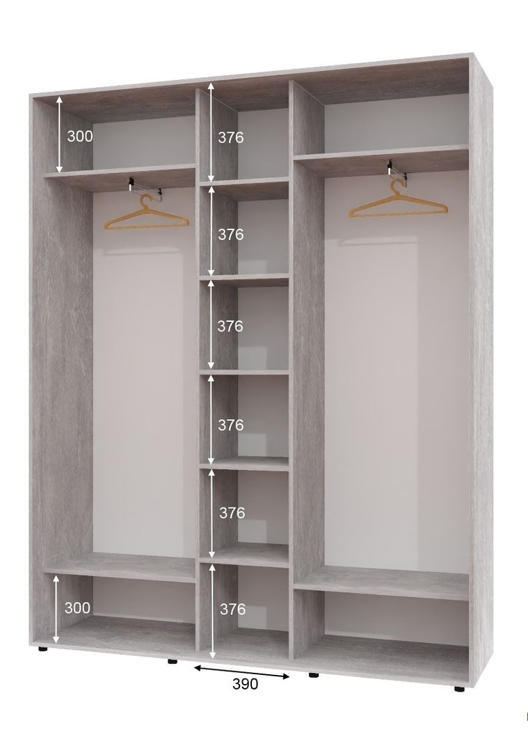 Шафа-купе тридверна 200*45*220 Індастріал 2 ДСП/Дзеркало з піскострумним малюнком ШК-04 Алекса (360437347)