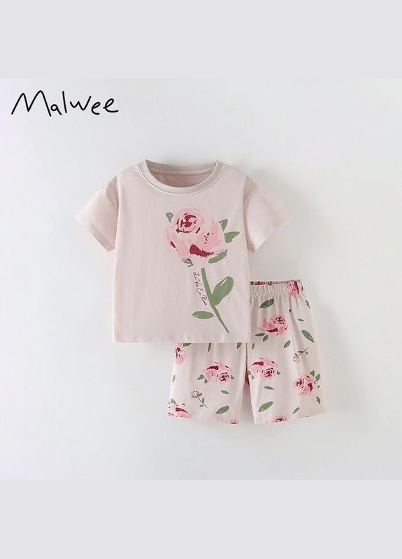 Рожева дитяча літня піжама для дівчинки 10160 9 рожевий Malwee