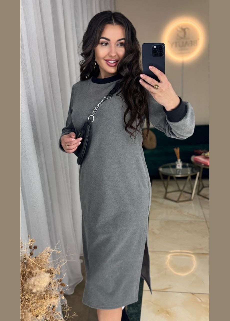 Сіра повсякденний сукня DK/DL Мода без кордонів однотонна