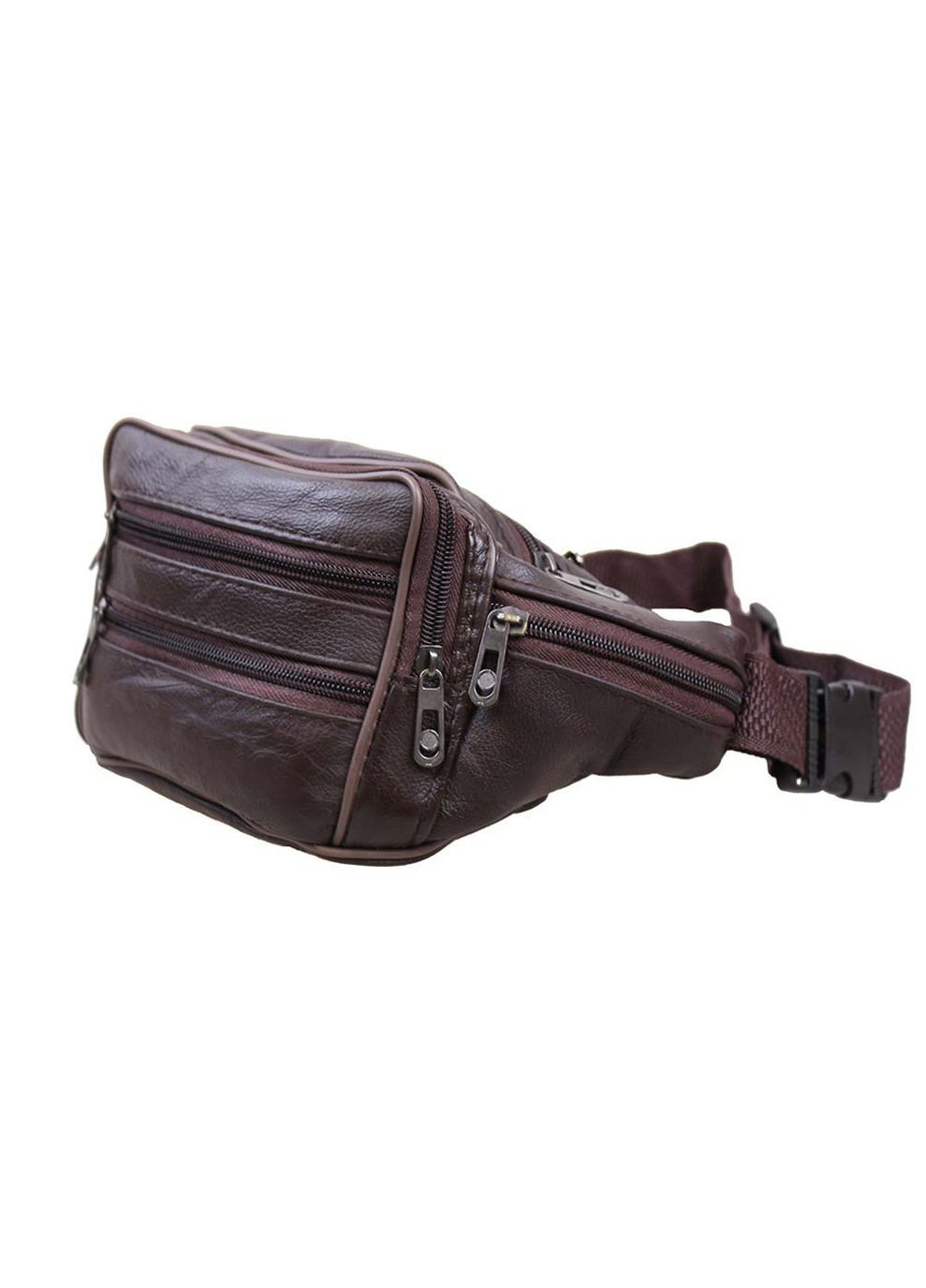 Мужская кожаная сумка на пояс D0102-2 коричневая No Brand (370848432)